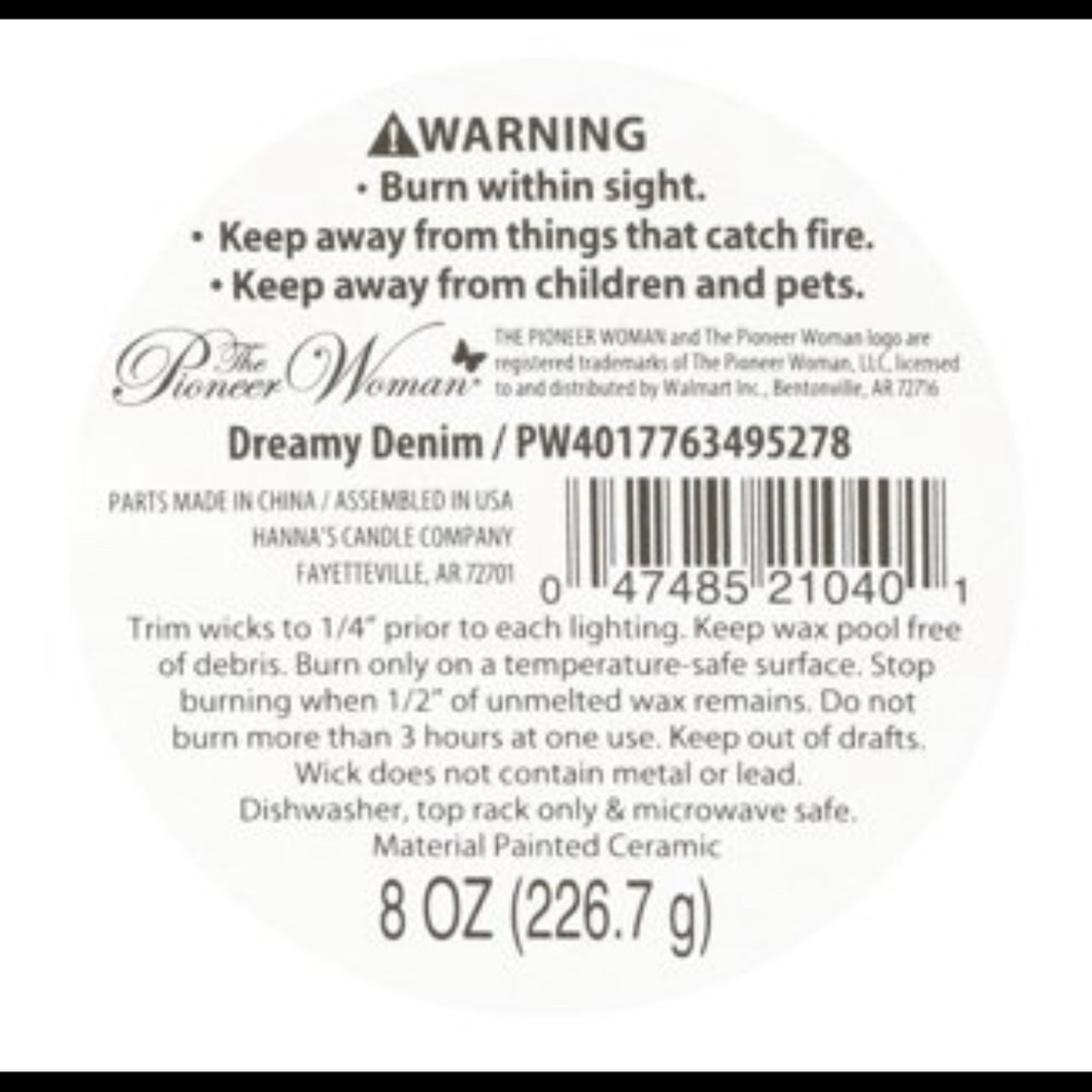 The Pioneer Woman 3-wick Ceramic Candle 8oz Dreamy Denim - Picture 4 of 4